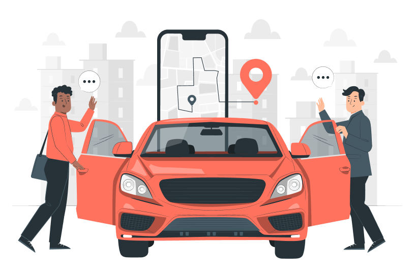 Carpoolers travelling together