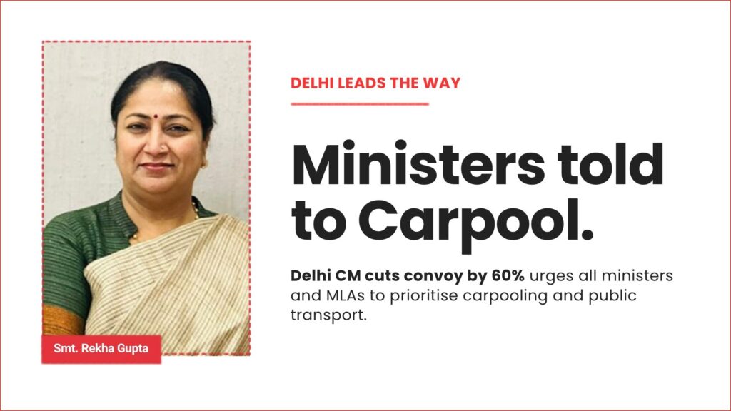 Delhi CM Rekha Gupta Announces Curbs on Official Vehicle Use, Asks Ministers to Prioritise Carpooling