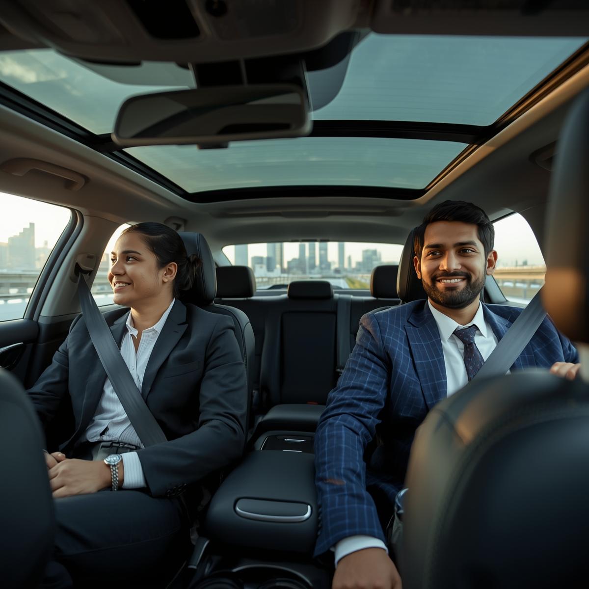 Colleagues carpooling together on their daily commute