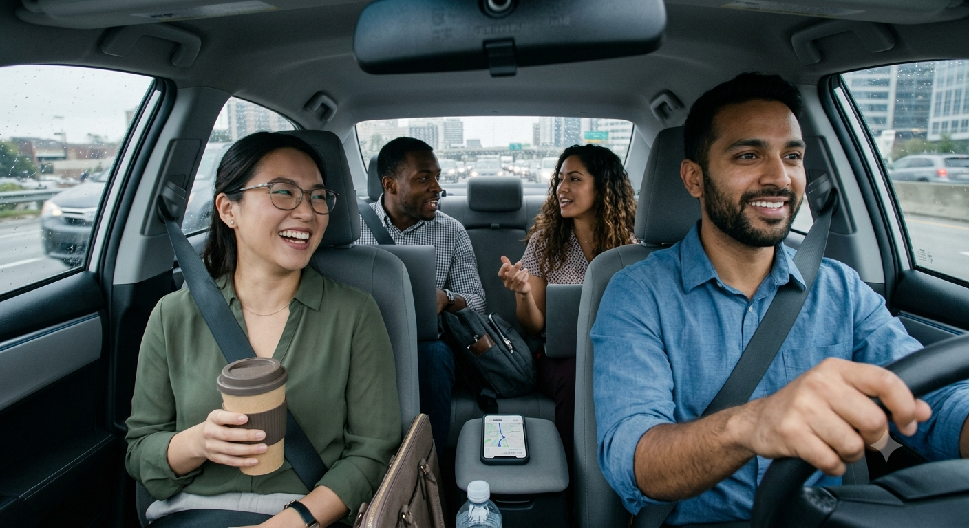 friends carpooling together